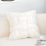 SOGA 45cm Bohemian Cream Tufted Grid Pattern Decorative Throw Pillow