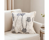 SOGA 45cm Gray Stem Floral Pattern Throw Pillow