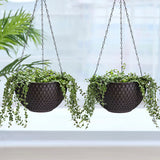 SOGA 2X Coffee Large Hanging Resin Flower Pot Self Watering Basket Planter