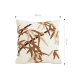 SOGA 45cm Cream Brown Bamboo Leaf Botanical Embroidered Throw Pillow