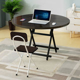 SOGA 2X Black Dining Table Portable Round Surface Space Saving Folding Desk Home Decor