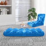 SOGA Floor Recliner Folding Lounge Sofa Futon Couch Folding Chair Cushion Blue x4