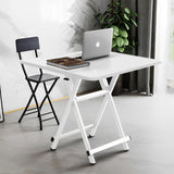 SOGA White Dining Table Portable Square Surface Space Saving Folding Desk with Lacquered Legs  Home Decor