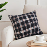 SOGA 2X 50cm Modern Plaid Pattern Blush Pink Gray Decorative Throw Pillow
