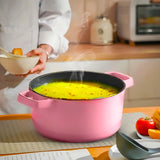 SOGA Cast Iron Enamel Porcelain Stewpot Casserole Stew Cooking Pot With Lid 2.7L Pink 22cm