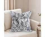 SOGA 50cm Modern Charcoal Palm Leaf Print Contemporary Throw Pillow