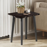 SOGA 2X 40cm Black Stone-Patterned Round Tables – Compact Modern Design with Black Metal Legs