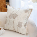 SOGA 2X 45cm Botanical Beige Poppy Flower Print Linen Decorative Throw Pillow