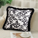 SOGA 45cm Vintage Black Herringbone Pillowcase Set & Square Throw Pillow