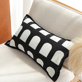 SOGA 2X 30cm Contemporary Black White Geometric Pattern Throw Pillow