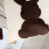 SOGA 2X 45cm Throw Pillow Light Tan Square Cushion with Soft Coffee Bunny Design Decorative Home Decor