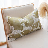 SOGA 2X 35cm Vintage Olive Green White Horse Pattern Throw Pillow