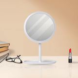 SOGA 26cm White Round Smart LED Makeup Bedroom Table Vanity Mirror Tricolor Adjustable Light