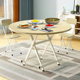 SOGA Maple Grain Dining Table Portable Round Surface Space Saving Folding Desk Home Decor