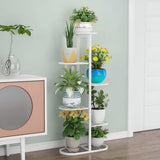 SOGA 4 Tier 5 Pots White Metal Plant Rack Flowerpot Storage Display Stand Holder Home Garden Decor