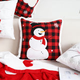 SOGA 2X 45cm Throw Pillow Red Christmas Snowman Square Cushion for Festive Holiday Winter Home Decor