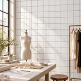 SOGA Peel & Stick Floor and Wall Tiles 60 x 60cm 10 Pack White Grid Tile Look