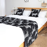 SOGA 1.5m Bed Light Luxury Black Zebra Vintage Bed Scarf Runner Bedding Tail Pad Flag For Home Hotel Set of 3