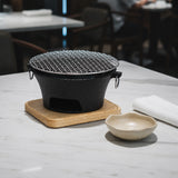 SOGA 2X Large Cast Iron Round Stove Charcoal Table Net Grill Japanese Style BBQ Picnic Camping with Wooden Board