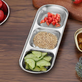 SOGA 26.5cm Silver Sauce Pan with Three Compartments Divided Sauce Dish Kitchen Essential