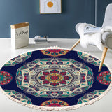 SOGA 2X 90cm Round Rug Bohemian Circle Area Rug with Bohemian Geometric Pattern, Anti-slip Doormat, Home Decor