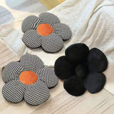SOGA 2X Black Flower Cushion Shaped for Floor and Sitting Throw Pillow