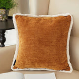 SOGA 2X 45cm Home Aesthetic Chenille Texture Tassel Square Sunset Orange Throw Pillow