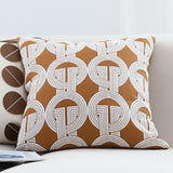 SOGA 50cm Throw Pillow Brown Circular Chain Jacquard  Decorative Square for Home Decor