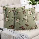 SOGA 2X 45cm Matcha Green French Vintage Butterfly Loves Flowers Tassel Throw pillow