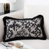 SOGA 2X 30cm Vintage Black Pillowcase Set Black Herringbone Pattern Lumbar Throw Pillow