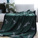 SOGA 2X Forest Green Zebra Print Throw Blanket 130x180cm Acrylic