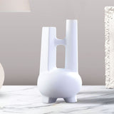 SOGA 2X Ornament Modern Geometric Vase Minimalist Double Tube Abstract Sculpture for Home Décor