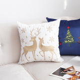 SOGA 45cm Throw Pillow White with Golden Christmas Reindeer Festive Cushion for Cozy Winter Decor