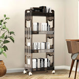 SOGA 38x24x90cm Black 4 Tier Bookshelf & Cosmetic Storage Organizer Trolley Rack