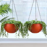 SOGA 2X Red Large Hanging Resin Flower Pot Self Watering Basket Planter Outdoor