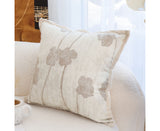 SOGA 45cm Beige Poppy Floral Linen Decorative Pillow