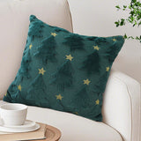 SOGA 2X 45cm Festive Teal Christmas Tree Gold Star Holiday Throw Pillow