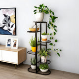 SOGA 4 Tier 5 Pots Black Metal Plant Rack Flowerpot Storage Display Stand Holder Home Garden Decor