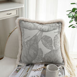 SOGA 2X 45cm Wabi-sabi Raised Embroidery Leaf & Square Throw Pillow