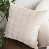 SOGA 50cm Beige Quilted Grid Pattern Decorative Throw Pillow