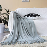 SOGA Grey Acrylic Knitted Throw Blanket Solid Fringed Warm Cozy Woven Cover Couch Bed Sofa Home Decor