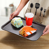 SOGA Rectangular Serving Tray Heavy Duty Waterproof Stackable Plastic Food Snack Pan Set of 5 Coffee