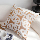 SOGA 2X 50cm Artistic Camel Brown White Geometric Pattern Throw Pillow