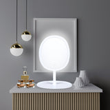 SOGA 26cm White Oval Smart LED Makeup Bedroom Table Vanity Mirror Tricolor Adjustable Light w/ 5x Magnification