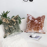 SOGA 50cm Brown White Crushed Velvet Decorative Throw Pillow