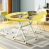 SOGA Yellow Dining Table Portable Round Surface Space Saving Folding Desk Home Decor