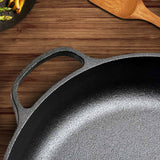 SOGA 2X 29cm Round Cast Iron Frying Pan Skillet Steak Sizzle Platter with Helper Handle