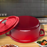 SOGA Cast Iron Enamel Porcelain Stewpot Casserole Stew Cooking Pot With Lid 2.7L Red 22cm