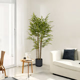 SOGA 150cm Lucky Bamboo Tree Bambusa Vulgaris Artificial Plant w/ 7 Branches Home Accent Decor