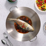 SOGA 55cm Stainless Steel Kitchen Cooking Wok with 2 Sturdy Handles